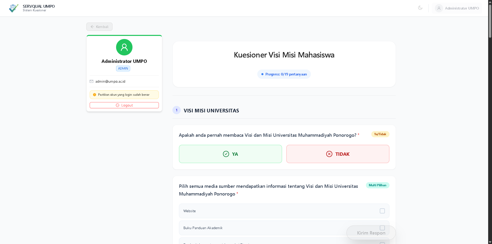 SUARA UMPO - Survey Example